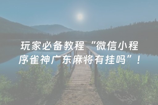 玩家必备教程“微信小程序雀神广东麻将有挂吗”!(确实是有挂)-抖音