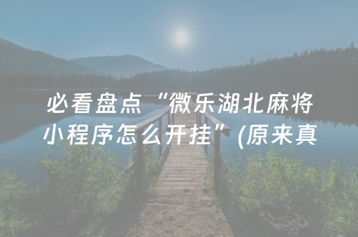 必看盘点“微乐湖北麻将小程序怎么开挂”(原来真的有挂)-抖音