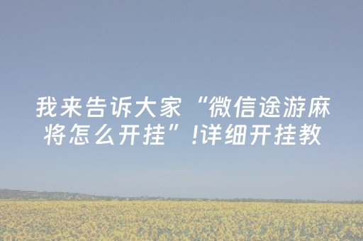 我来告诉大家“微信途游麻将怎么开挂”!详细开挂教程-抖音