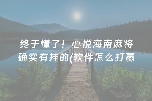 终于懂了！心悦海南麻将确实有挂的(软件怎么打赢)
