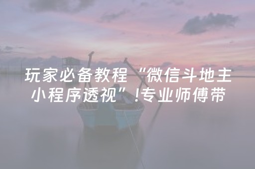 玩家必备教程“微信斗地主小程序透视”!专业师傅带你一起了解（详细教程）-抖音