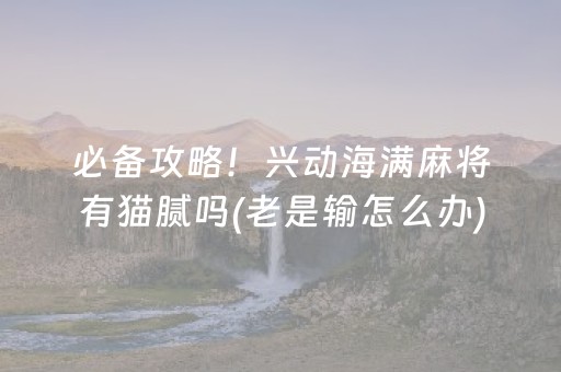必备攻略！兴动海满麻将有猫腻吗(老是输怎么办)