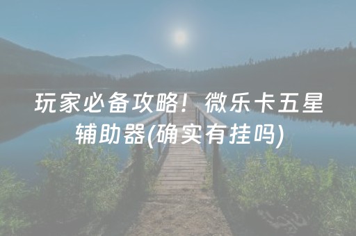 玩家必备攻略！微乐卡五星辅助器(确实有挂吗)