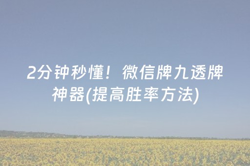2分钟秒懂！微信牌九透牌神器(提高胜率方法)