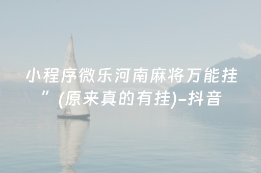 小程序微乐河南麻将万能挂”(原来真的有挂)-抖音