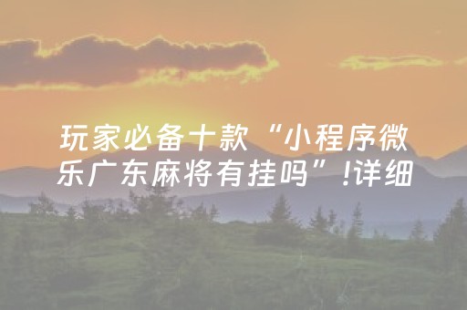 玩家必备十款“小程序微乐广东麻将有挂吗”!详细开挂教程-抖音