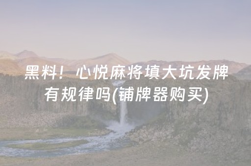 黑料！心悦麻将填大坑发牌有规律吗(铺牌器购买)