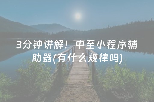 3分钟讲解！中至小程序辅助器(有什么规律吗)
