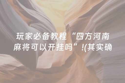玩家必备教程“四方河南麻将可以开挂吗”!(其实确实有挂)-抖音