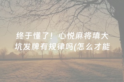 终于懂了！心悦麻将填大坑发牌有规律吗(怎么才能起到好牌)
