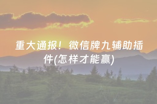 重大通报！微信牌九辅助插件(怎样才能赢)