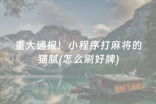 重大通报！小程序打麻将的猫腻(怎么刷好牌)