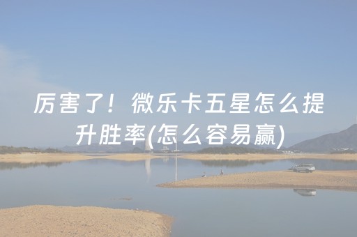 厉害了！微乐卡五星怎么提升胜率(怎么容易赢)