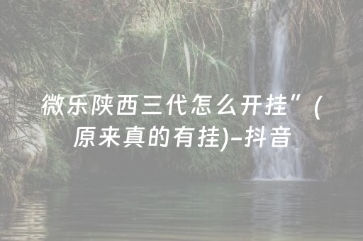 微乐陕西三代怎么开挂”(原来真的有挂)-抖音
