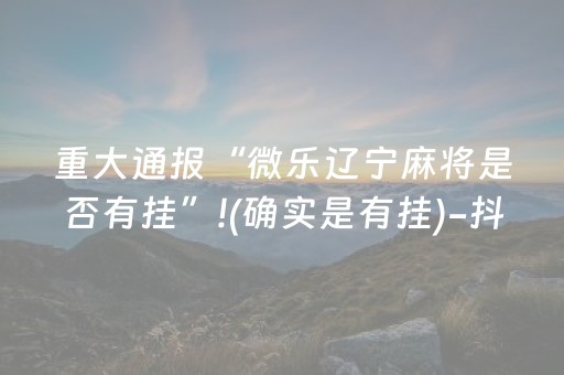 重大通报“微乐辽宁麻将是否有挂”!(确实是有挂)-抖音