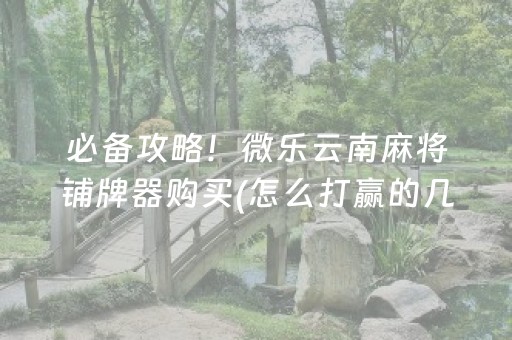 必备攻略！微乐云南麻将铺牌器购买(怎么打赢的几率大)