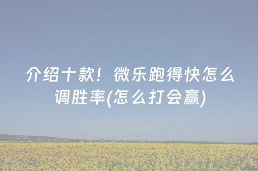 介绍十款！微乐跑得快怎么调胜率(怎么打会赢)