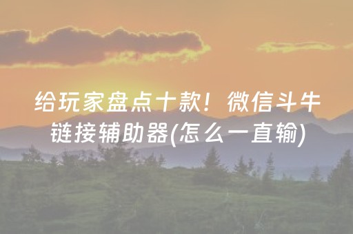 给玩家盘点十款！微信斗牛链接辅助器(怎么一直输)