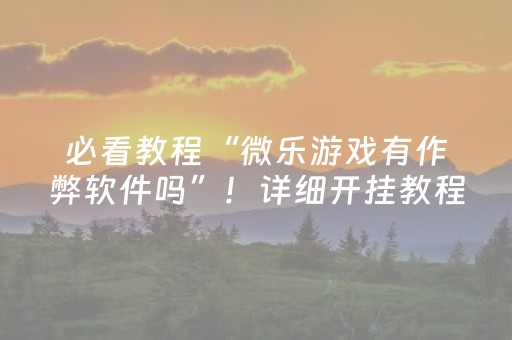 必看教程“微乐游戏有作弊软件吗”！详细开挂教程（确实真的有挂)-抖音