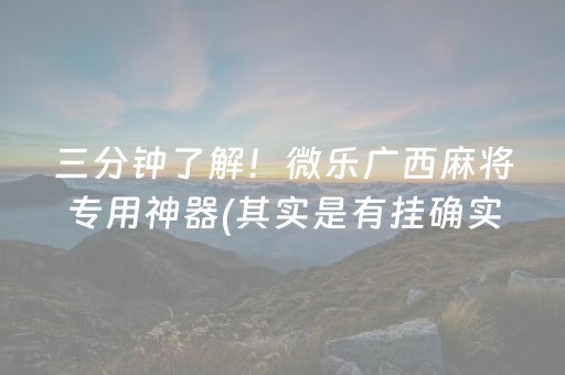 三分钟了解！微乐广西麻将专用神器(其实是有挂确实有挂)