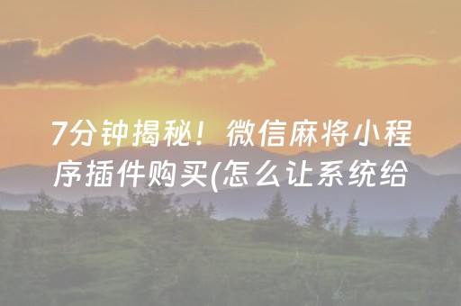 7分钟揭秘！微信麻将小程序插件购买(怎么让系统给你发好牌)