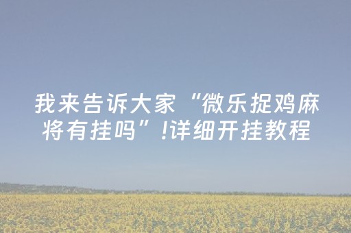 我来告诉大家“微乐捉鸡麻将有挂吗”!详细开挂教程-抖音