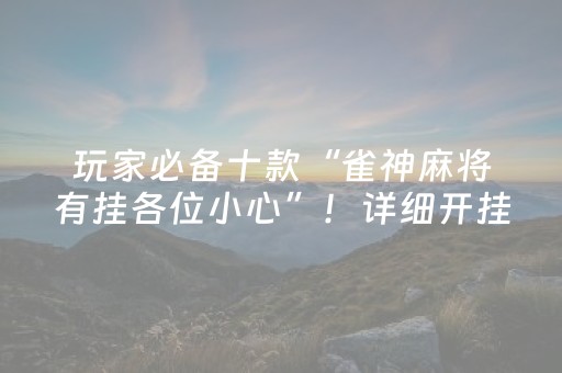 玩家必备十款“雀神麻将有挂各位小心”！详细开挂教程（确实真的有挂)-抖音