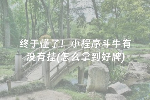 终于懂了！小程序斗牛有没有挂(怎么拿到好牌)