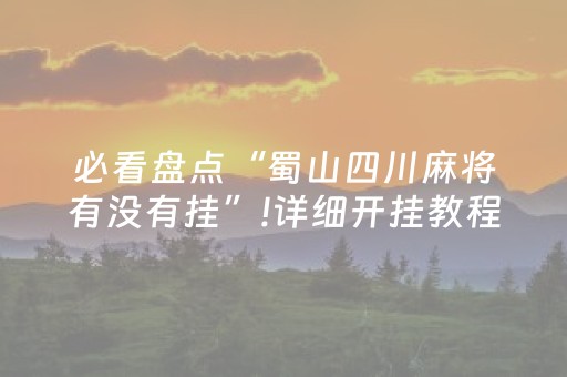 必看盘点“蜀山四川麻将有没有挂”!详细开挂教程-抖音
