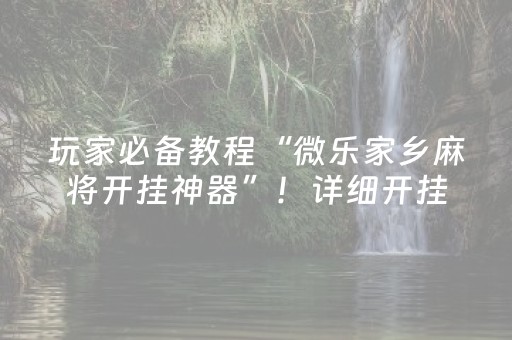 玩家必备教程“微乐家乡麻将开挂神器”！详细开挂教程（确实真的有挂)-抖音