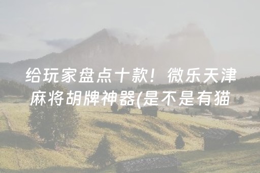 给玩家盘点十款！微乐天津麻将胡牌神器(是不是有猫腻)
