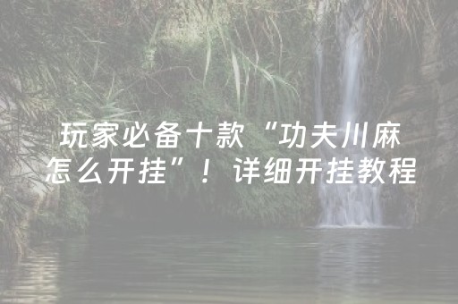 玩家必备十款“功夫川麻怎么开挂”！详细开挂教程（确实真的有挂)-抖音