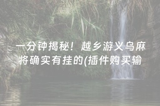 一分钟揭秘！越乡游义乌麻将确实有挂的(插件购买输赢规律)