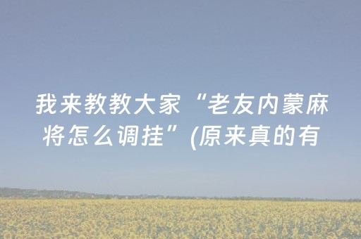 我来教教大家“老友内蒙麻将怎么调挂”(原来真的有挂)-抖音