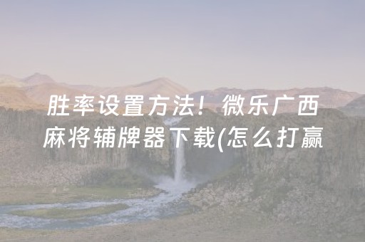 胜率设置方法！微乐广西麻将辅牌器下载(怎么打赢的几率大)