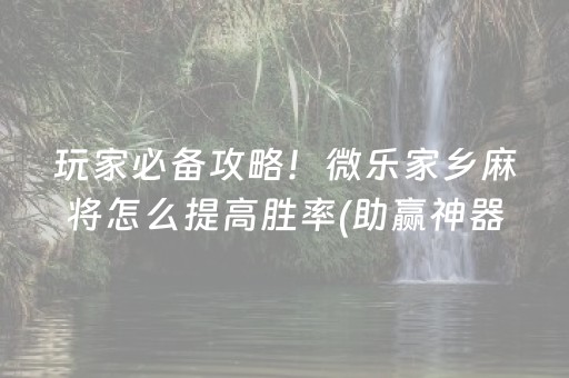 玩家必备攻略！微乐家乡麻将怎么提高胜率(助赢神器购买)