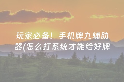 玩家必备！手机牌九辅助器(怎么打系统才能给好牌)