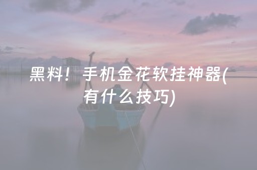 黑料！手机金花软挂神器(有什么技巧)