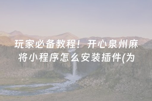 玩家必备教程！开心泉州麻将小程序怎么安装插件(为什么老是输)