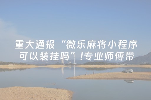 重大通报“微乐麻将小程序可以装挂吗”!专业师傅带你一起了解（详细教程）-抖音