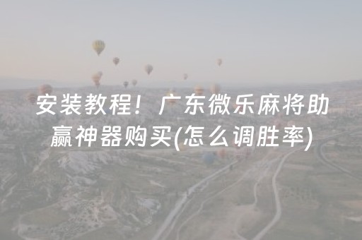 安装教程！广东微乐麻将助赢神器购买(怎么调胜率)