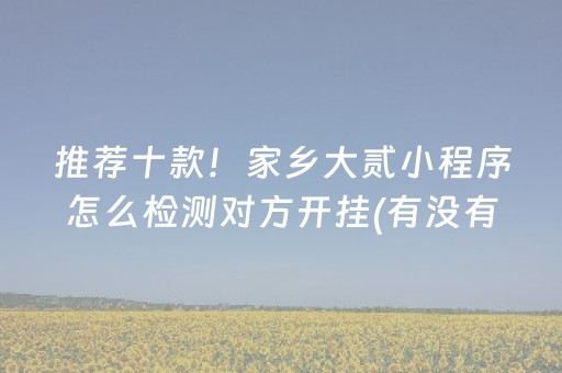 推荐十款！家乡大贰小程序怎么检测对方开挂(有没有猫腻)