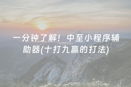 一分钟了解！中至小程序辅助器(十打九赢的打法)