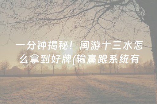 一分钟揭秘！闽游十三水怎么拿到好牌(输赢跟系统有关系吗)