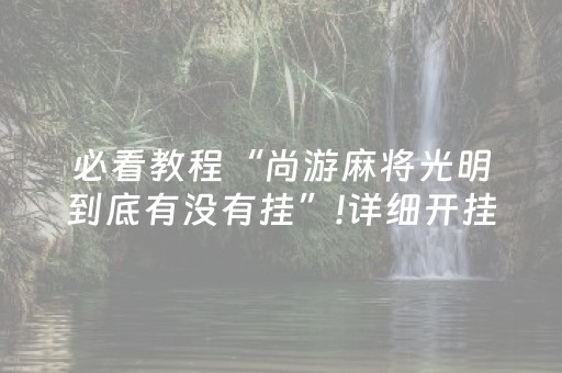 必看教程“尚游麻将光明到底有没有挂”!详细开挂教程-抖音