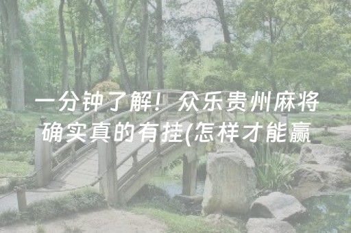 一分钟了解！众乐贵州麻将确实真的有挂(怎样才能赢)