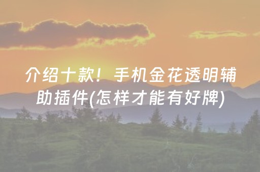 介绍十款！手机金花透明辅助插件(怎样才能有好牌)