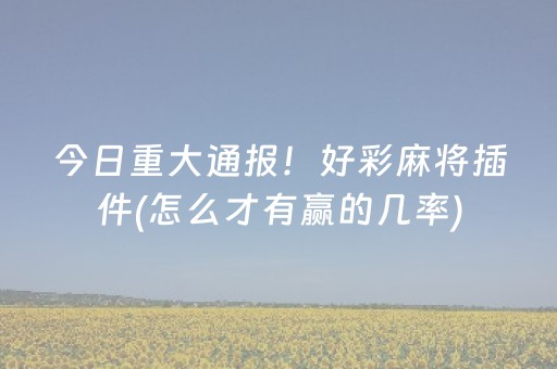 今日重大通报！好彩麻将插件(怎么才有赢的几率)