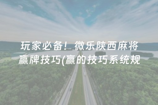 玩家必备！微乐陕西麻将赢牌技巧(赢的技巧系统规律)