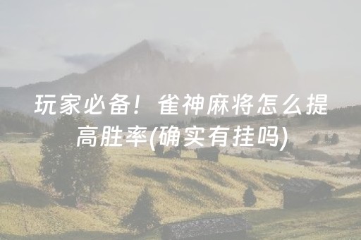 玩家必备！雀神麻将怎么提高胜率(确实有挂吗)